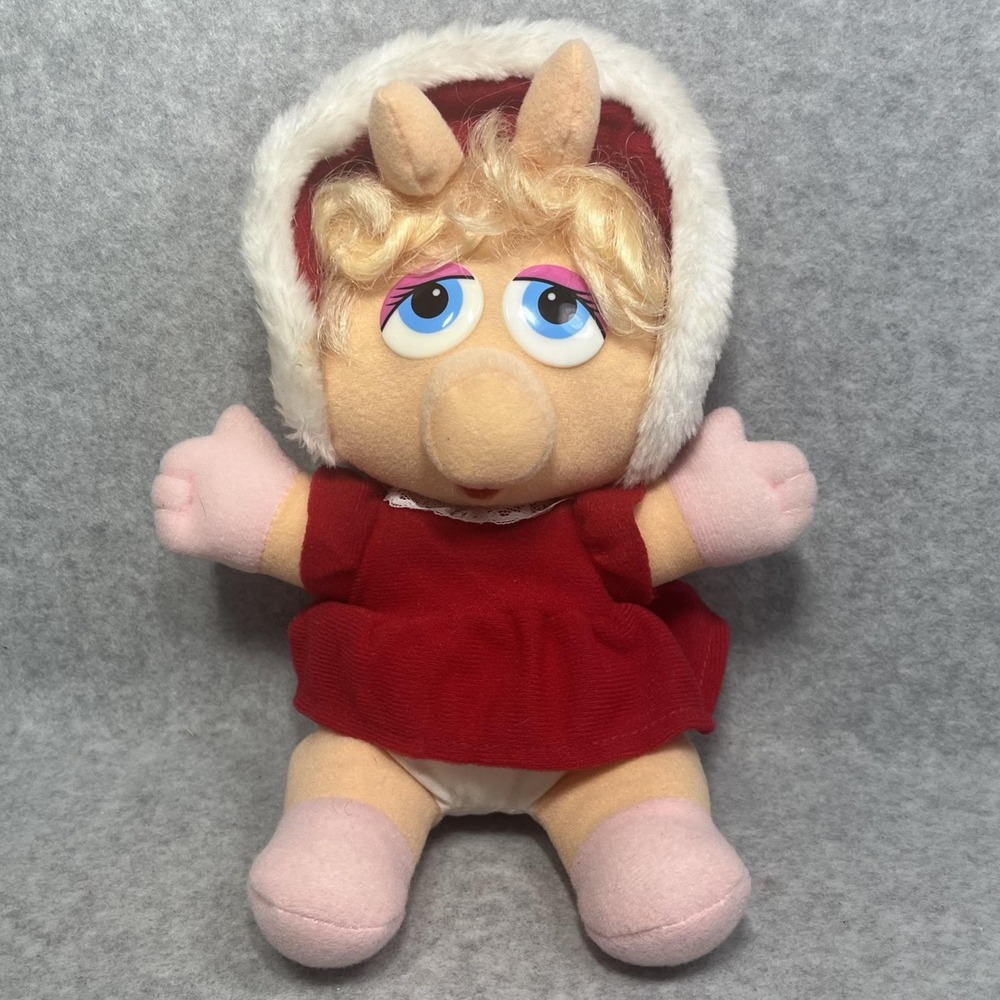 VTG 1987 Miss Piggy Plush‎ Doll Muppets Jim Henson Associates 10" Toy Christmas
